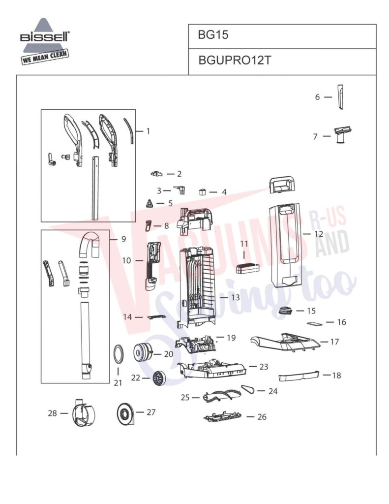 Bissell BGUPRO12T exploded schematic diagram (page 1)