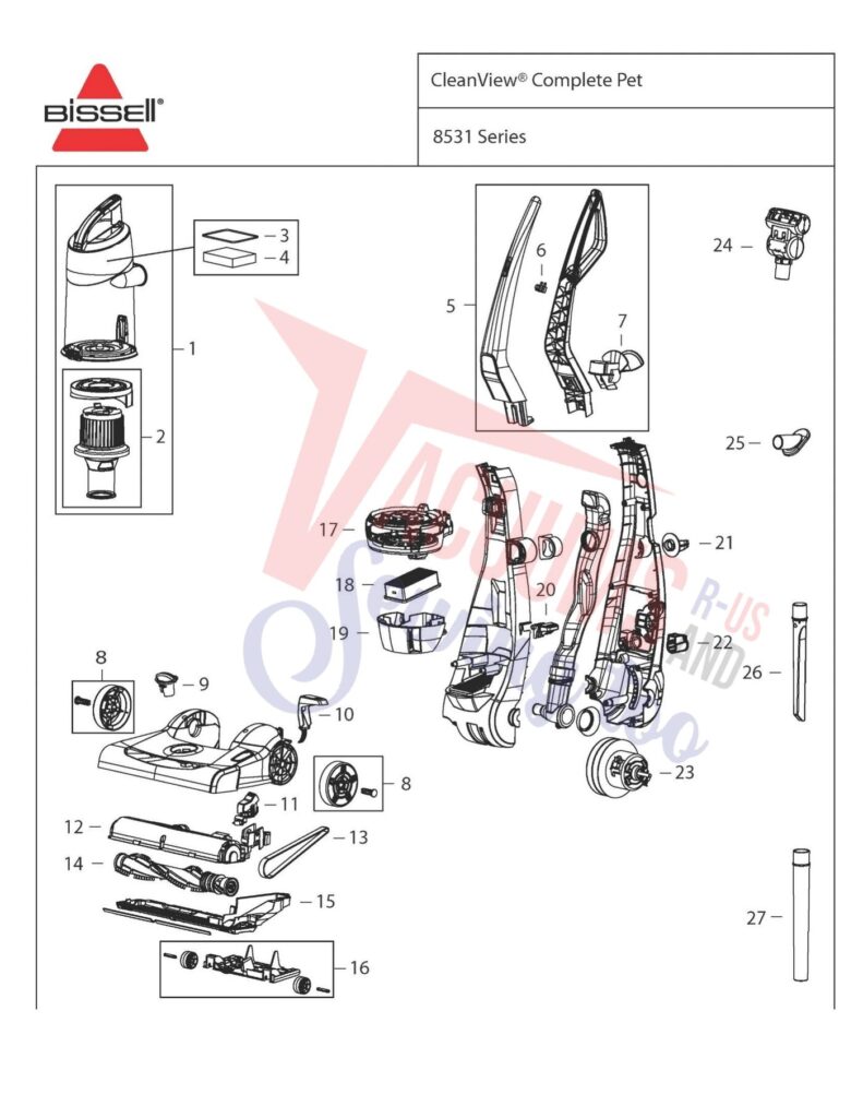 Bissell 8531 exploded schematic diagram (page 1)