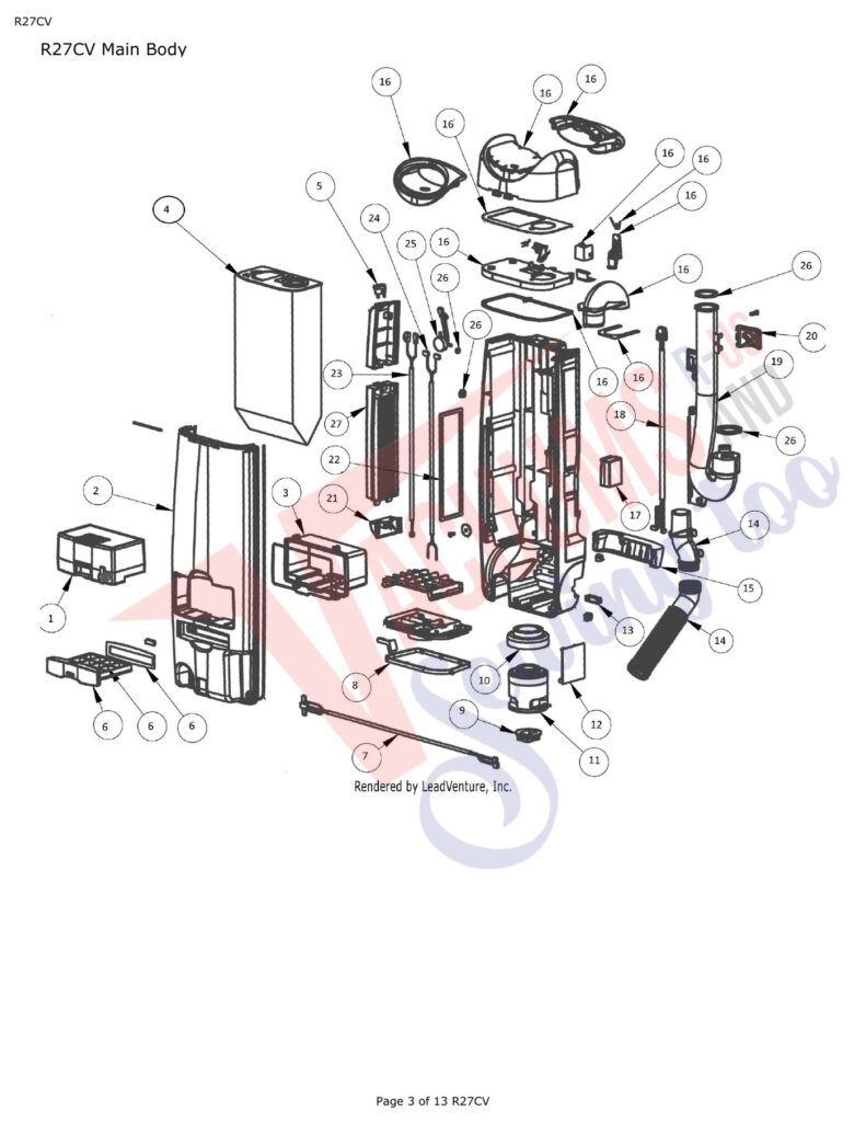 Riccar R27CV exploded schematic diagram (page 1)