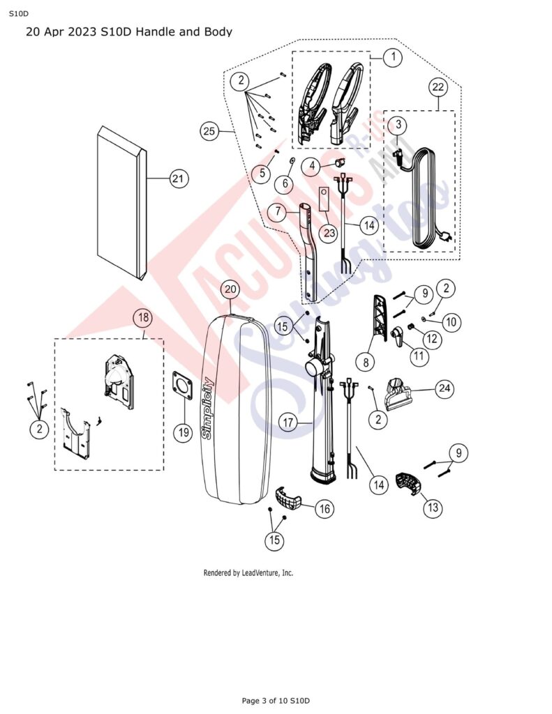 Simplicity S10D exploded schematic diagram (page 1)