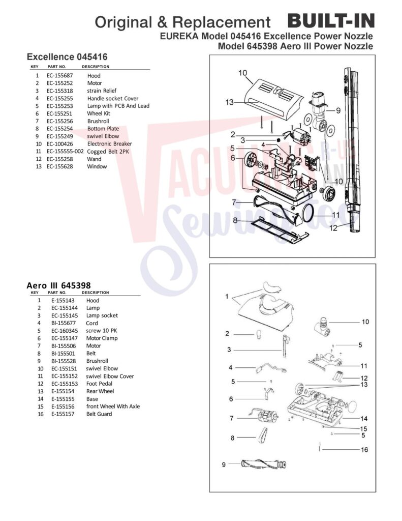 Eureka 045416 exploded schematic diagram (page 1)