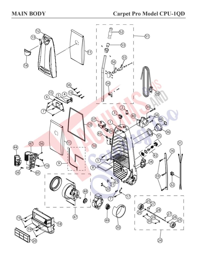 Carpet Pro CPU-1QD exploded schematic diagram (page 1)