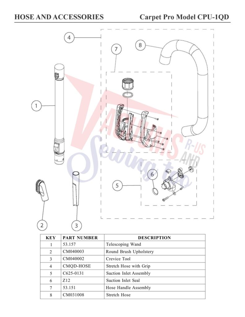 Carpet Pro CPU-1QD exploded schematic diagram (page 4)