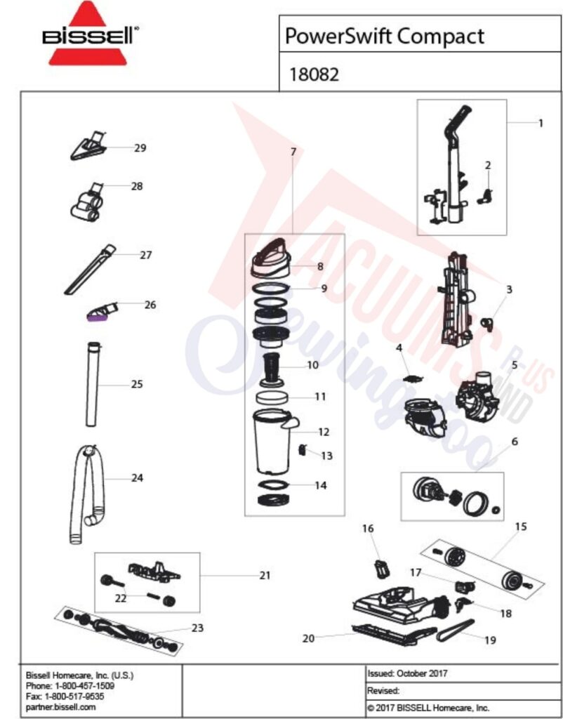 Bissell 18082 exploded schematic diagram (page 1)