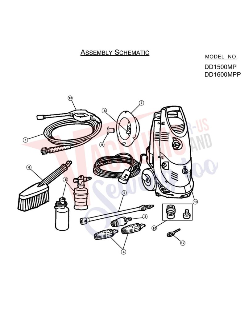 Dirt Devil DD1500MP exploded schematic diagram (page 1)