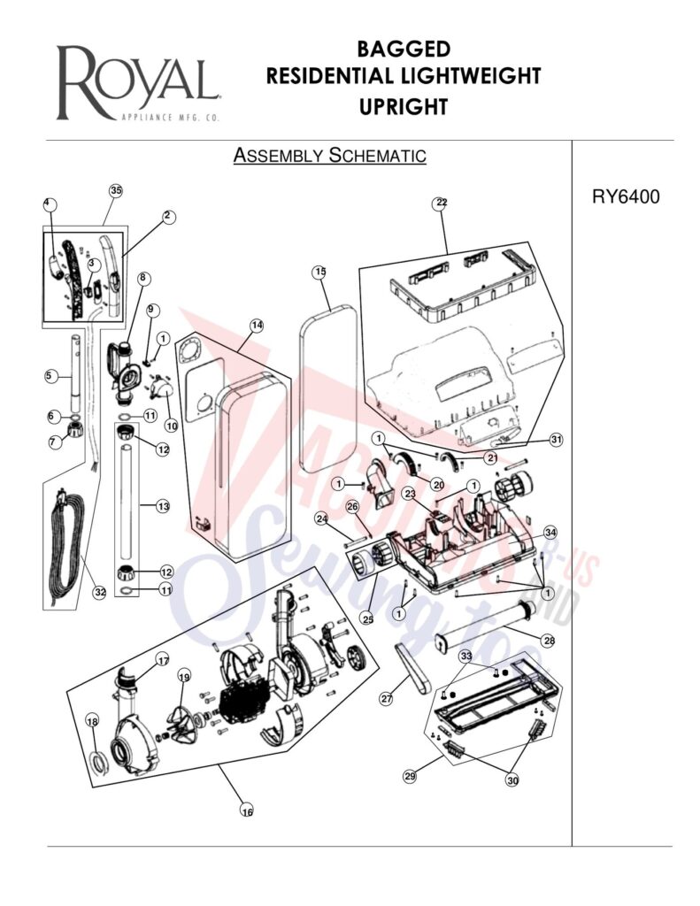 Dirt Devil RY6400 exploded schematic diagram (page 1)