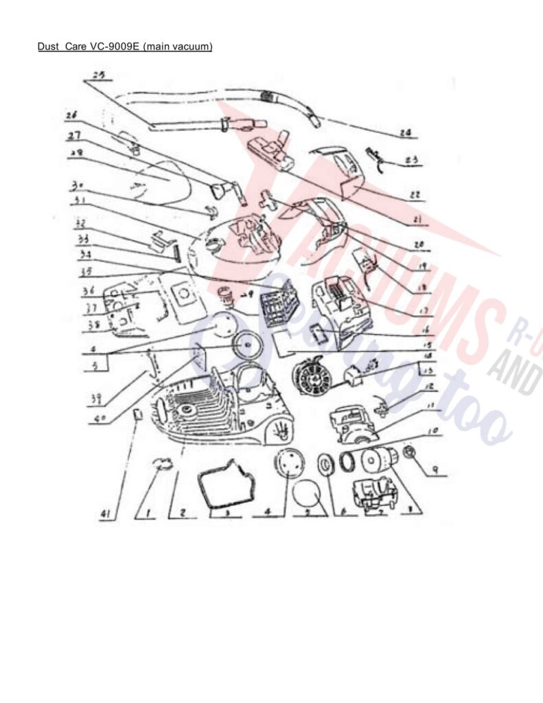 Dust Care VC-9009E exploded schematic diagram (page 1)