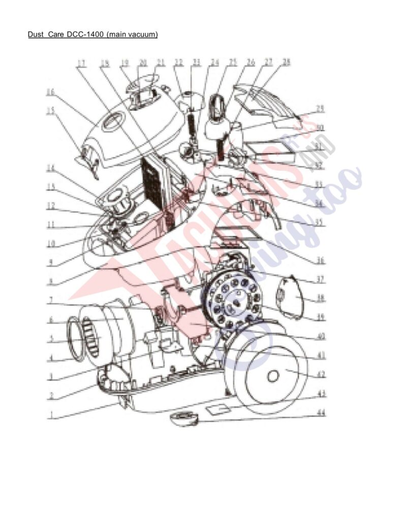 Dust Care DCC-1400 exploded schematic diagram (page 1)