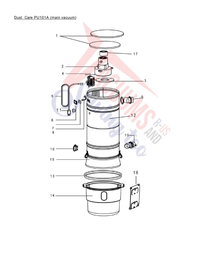 Dust Care PU101A exploded schematic diagram (page 1)
