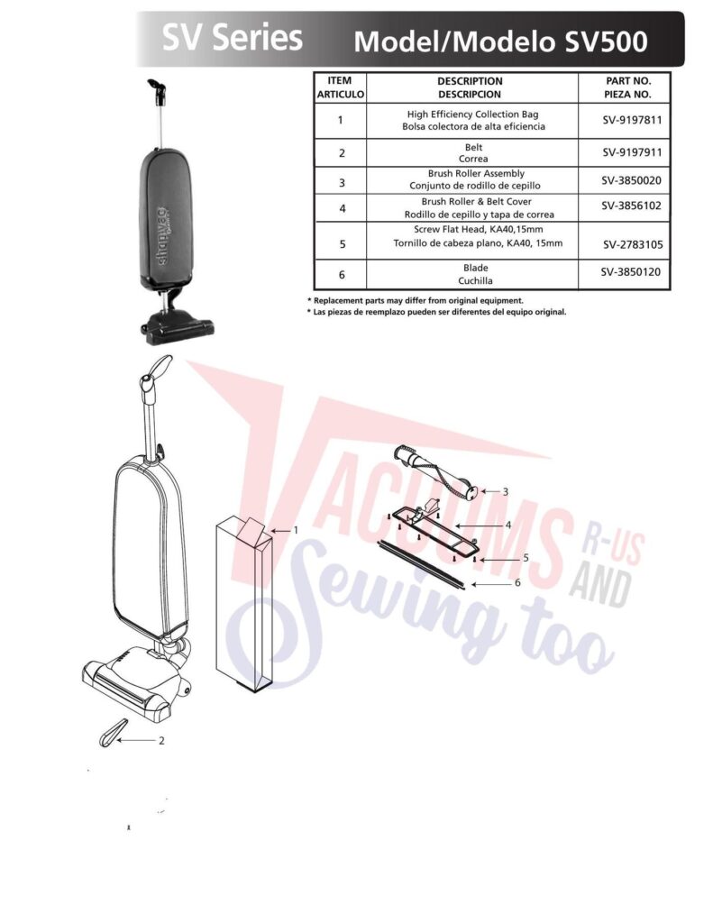 Shop-Vac SV500 exploded schematic diagram (page 1)