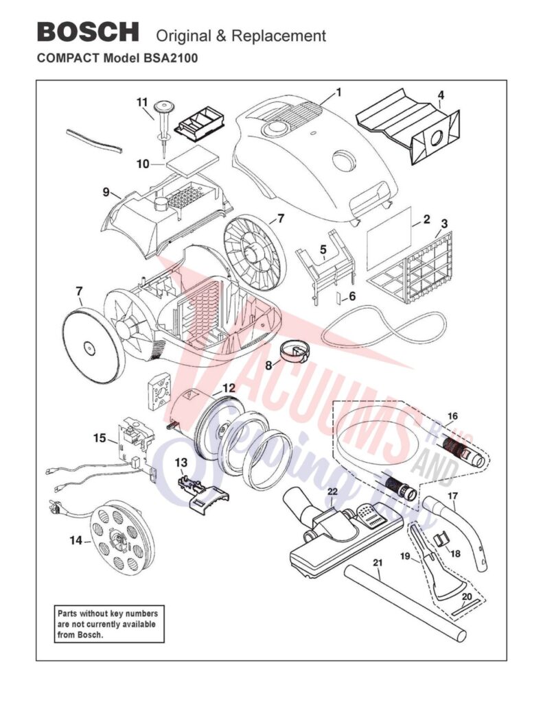 Bosch BSA2100 exploded schematic diagram (page 1)
