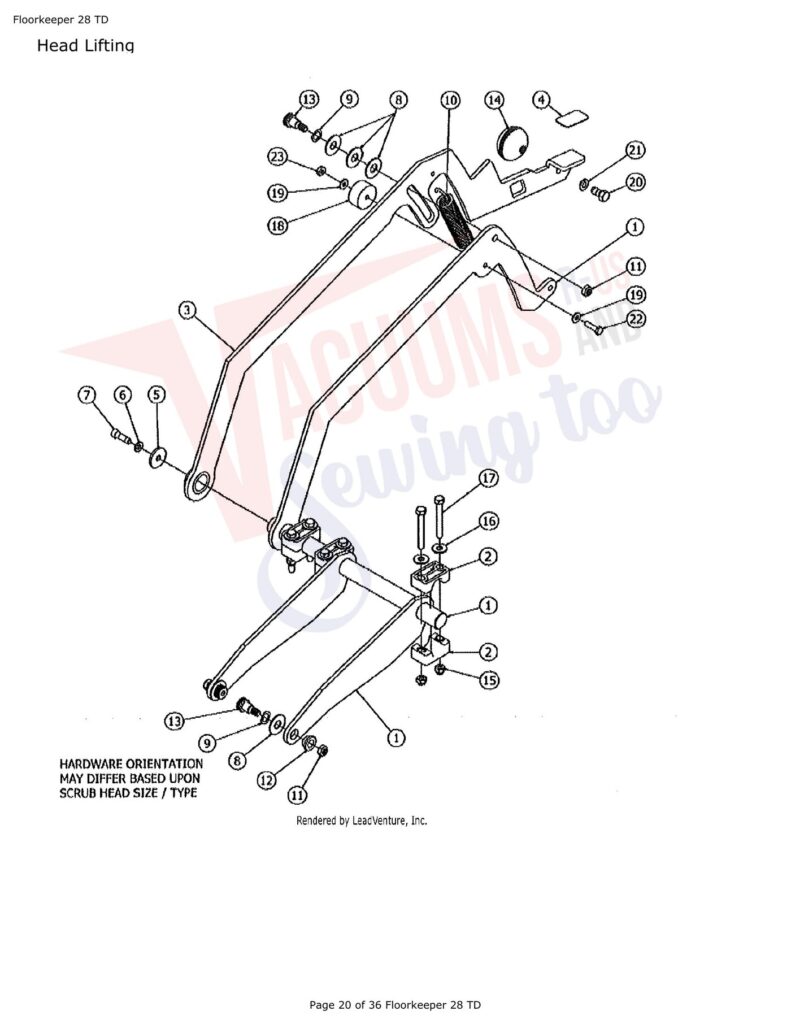 Tornado FloorKeep 28 exploded schematic diagram (page 13)