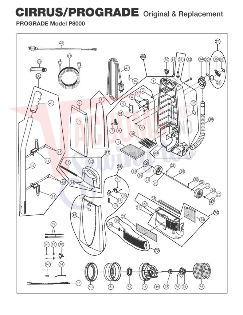 Cirrus P8000 exploded schematic diagram (page 1)