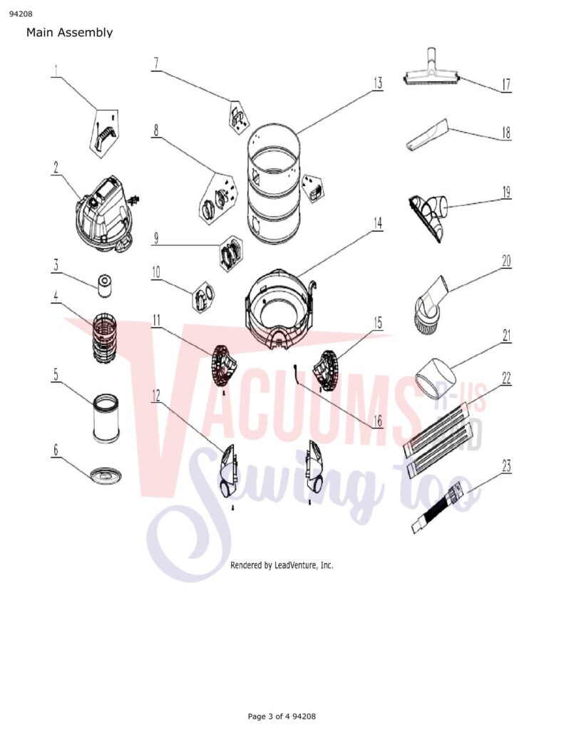 Tornado 94208 exploded schematic diagram (page 1)