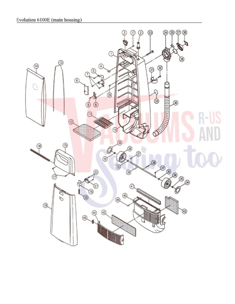 Evolution 6100e exploded schematic diagram (page 1)