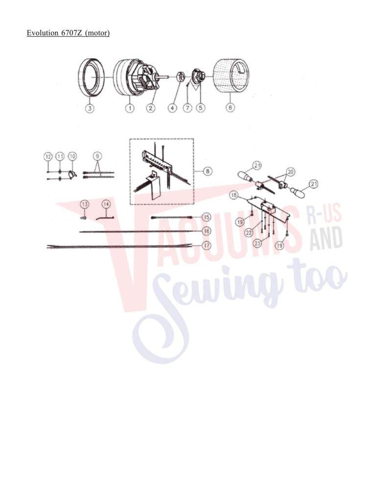 Evolution 6707Z exploded schematic diagram (page 1)