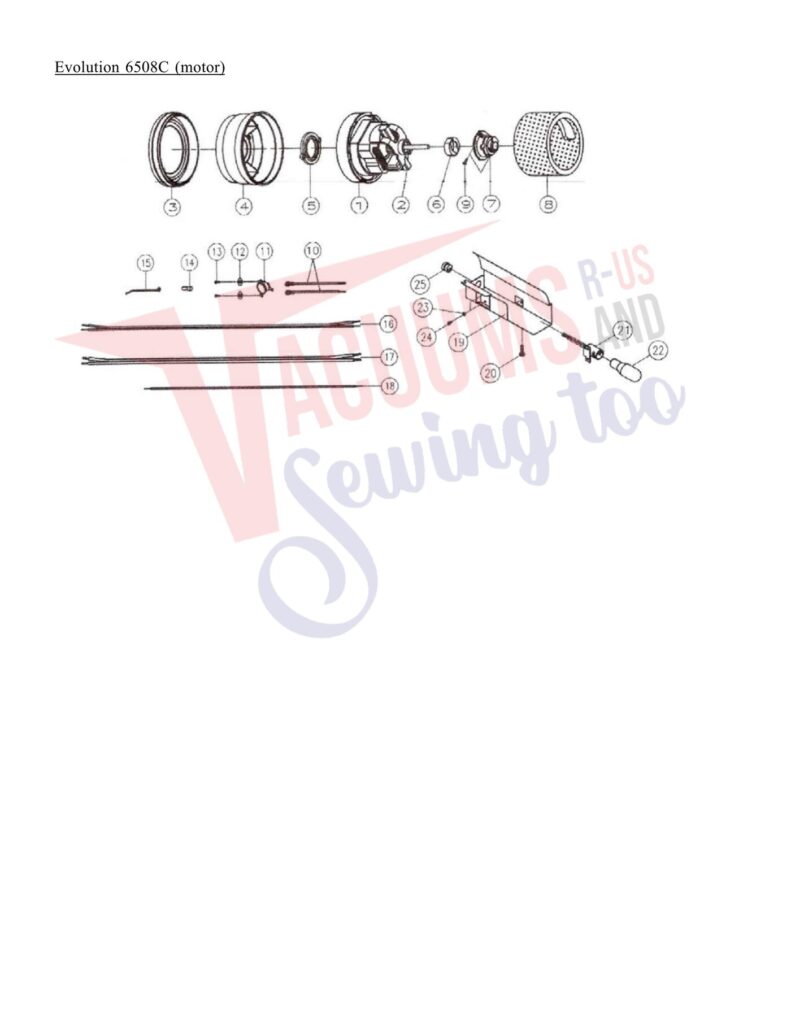 Evolution 6508C exploded schematic diagram (page 1)