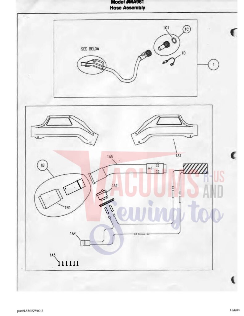Filter Queen MA961 exploded schematic diagram (page 3)
