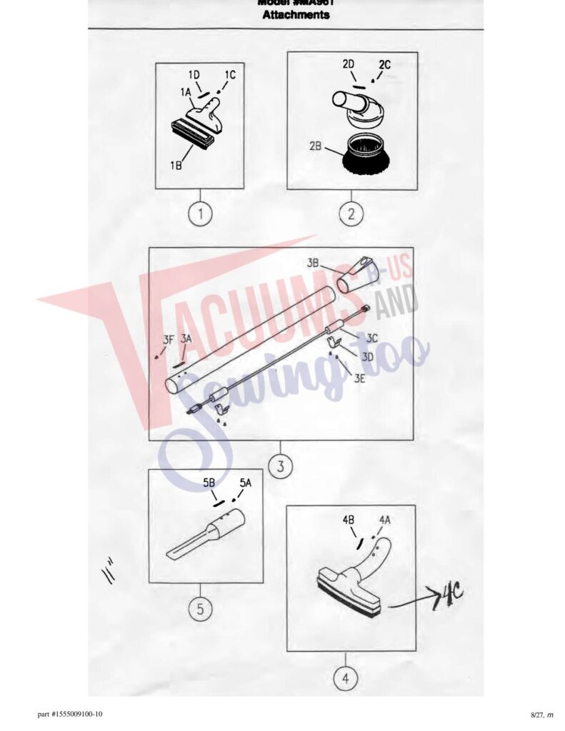 Filter Queen MA961 exploded schematic diagram (page 4)