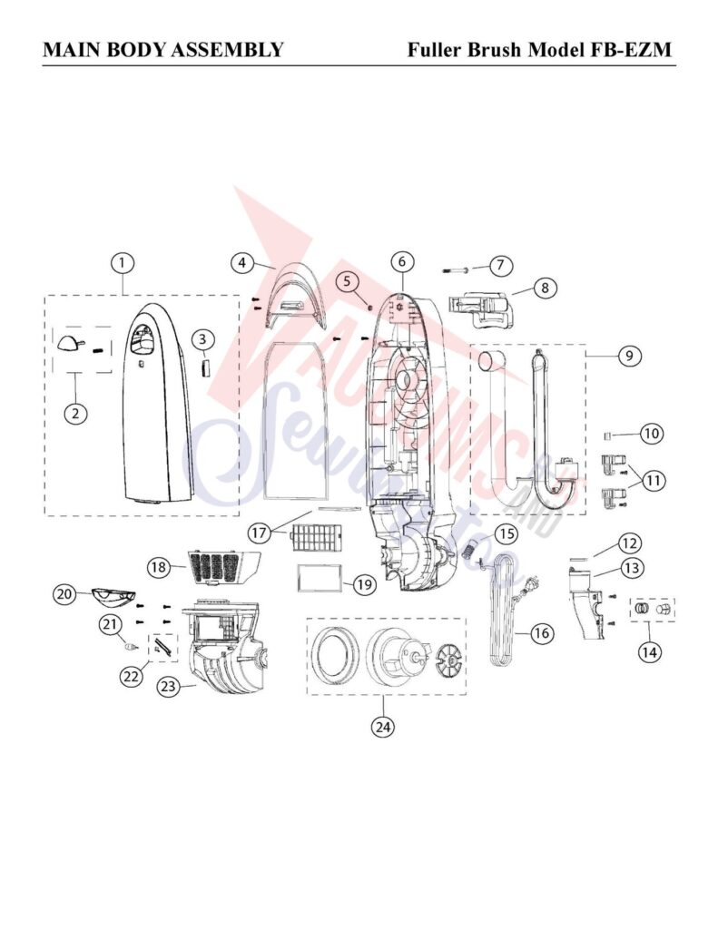 Fuller Brush fb-ezm exploded schematic diagram (page 1)