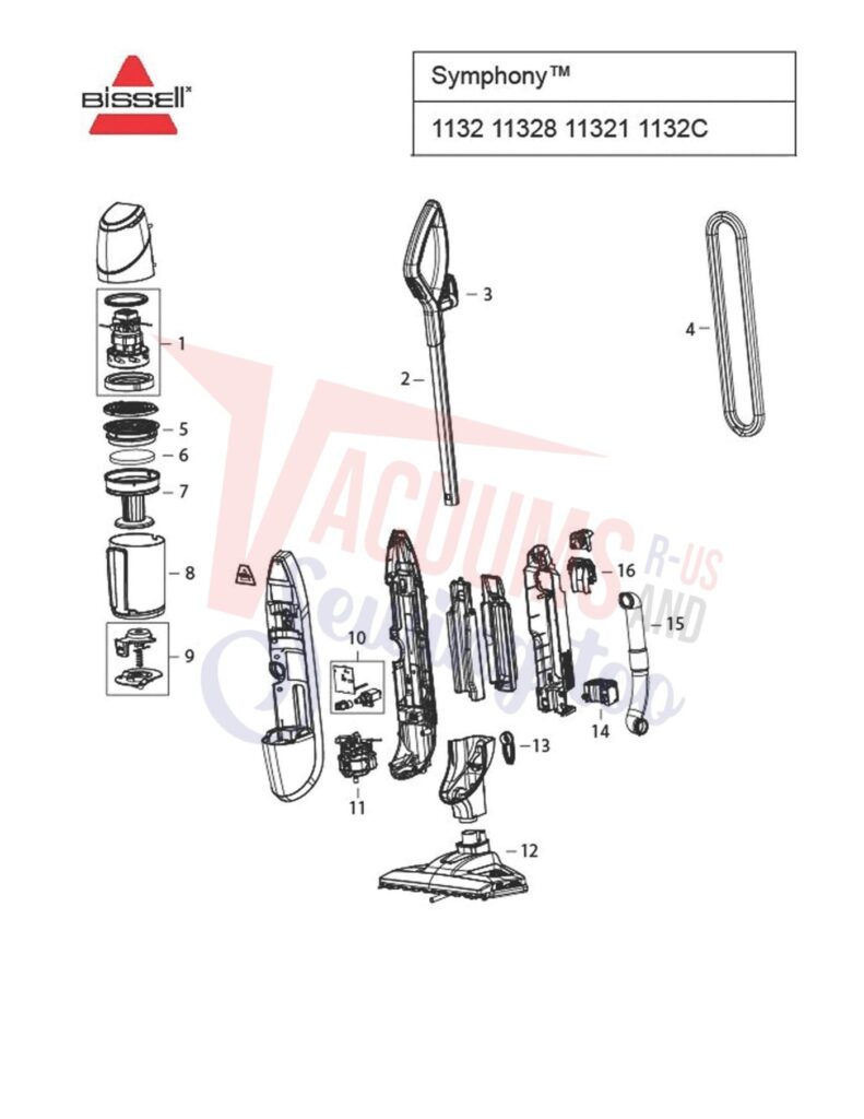Bissell 1252 exploded schematic diagram (page 1)