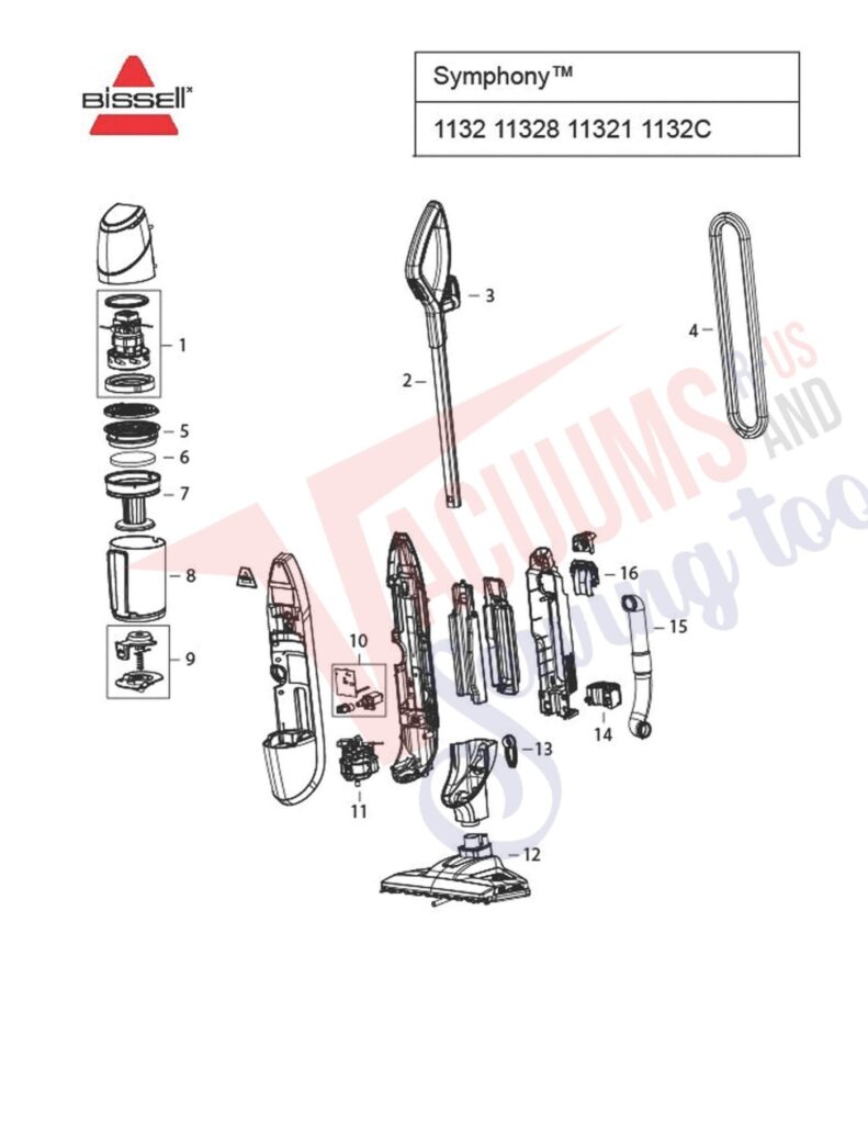 Bissell 1252 exploded schematic diagram (page 1)