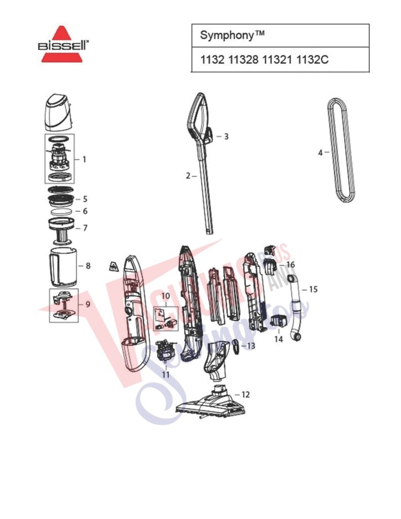 Bissell 1252 exploded schematic diagram (page 1)