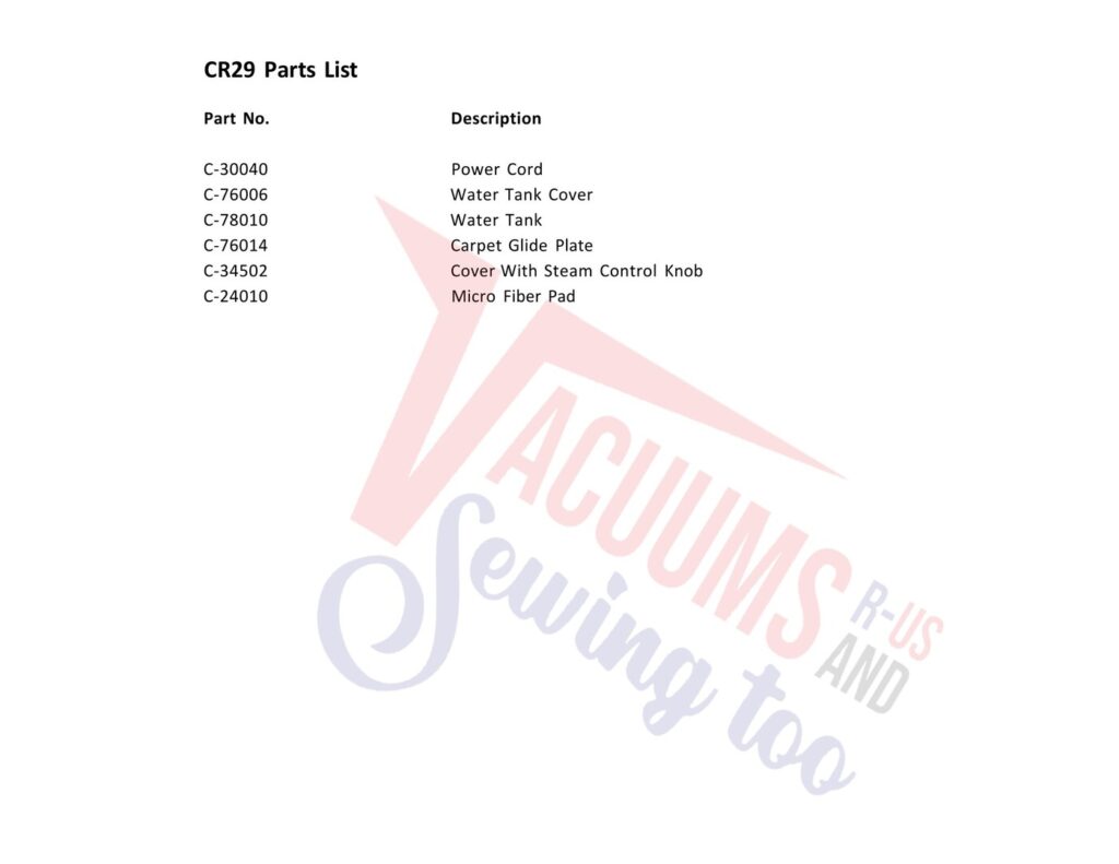 Cirrus CR29 exploded schematic diagram (page 1)