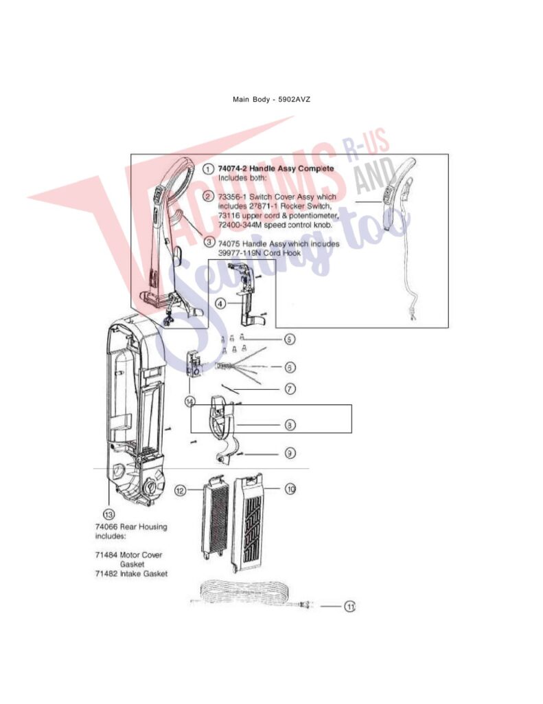 Eureka 5902AVZ exploded schematic diagram (page 1)