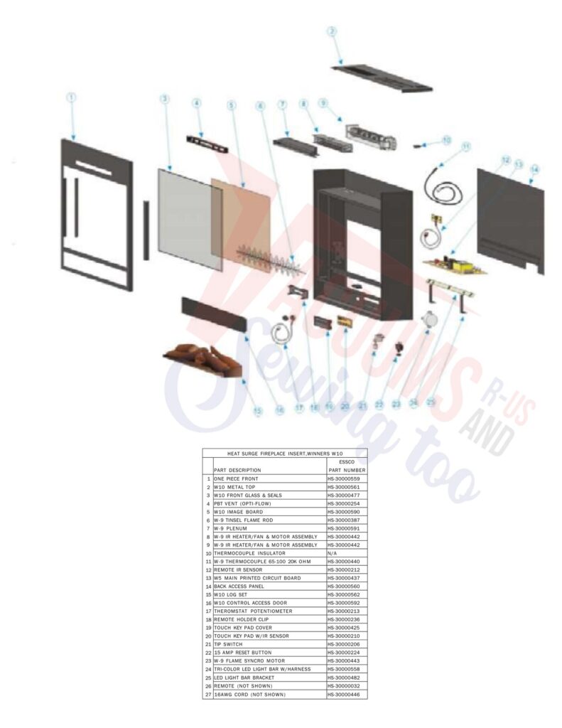 Heat Surge W10 exploded schematic diagram (page 1)