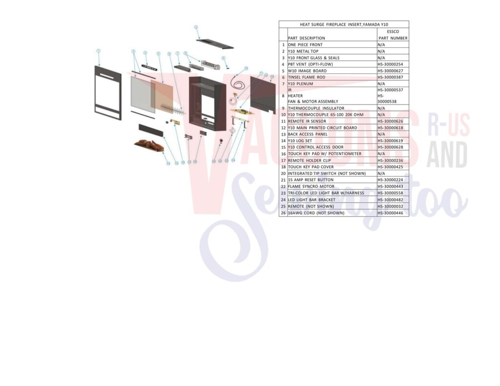 Heat Surge Y10 exploded schematic diagram (page 1)