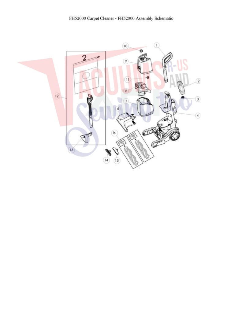 Hoover FH52000 exploded schematic diagram (page 1)
