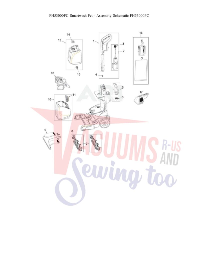 Hoover FH53000 exploded schematic diagram (page 1)