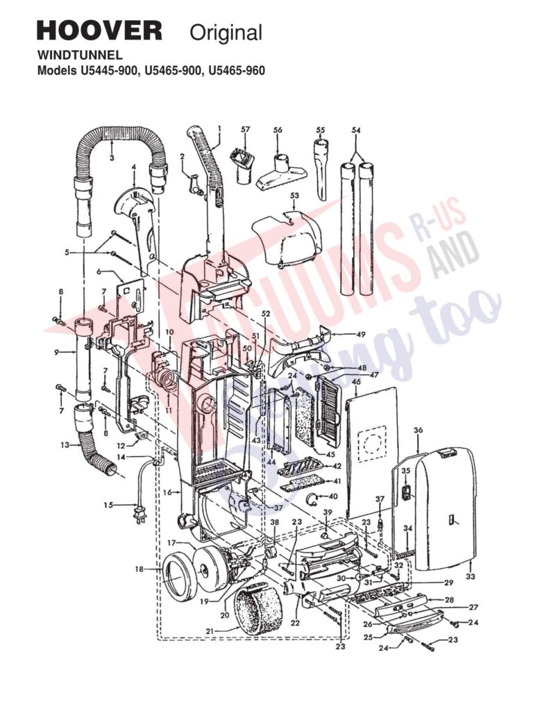Hoover U5445-900 exploded schematic diagram (page 1)