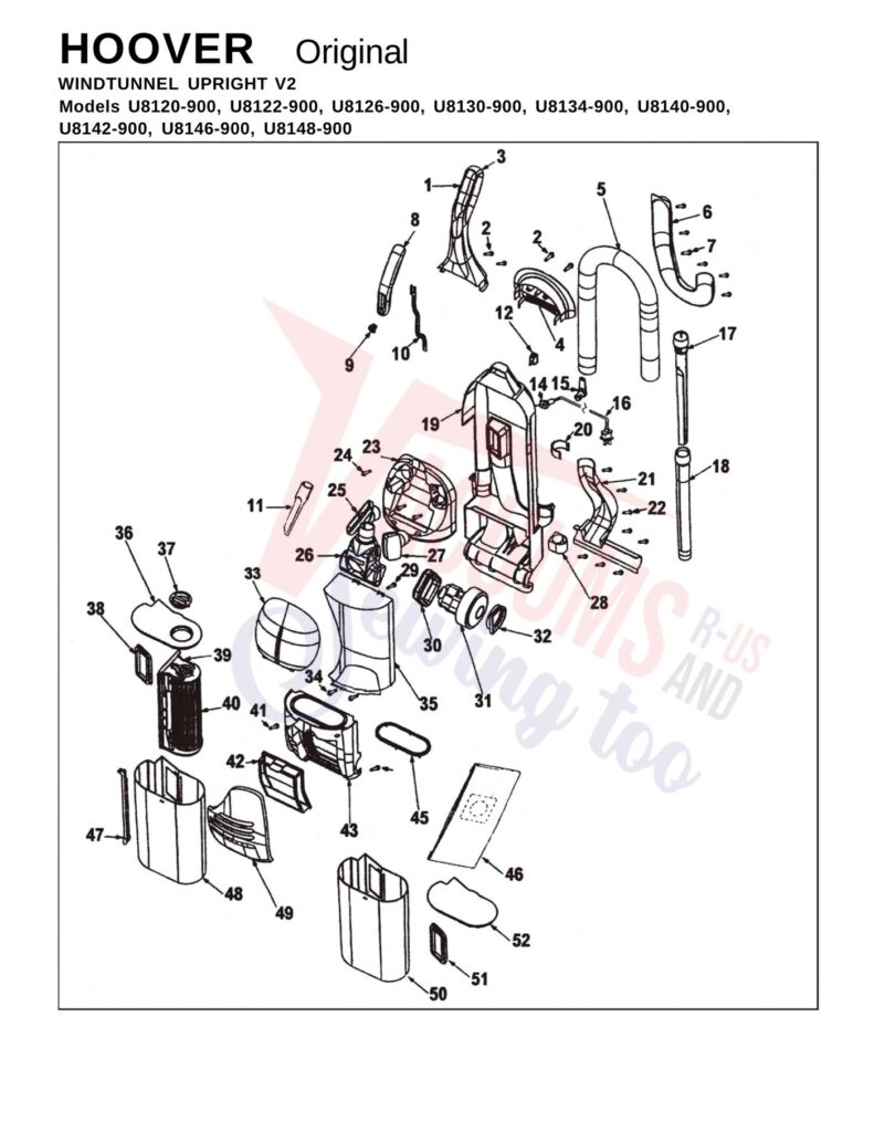 Hoover U8120-900 exploded schematic diagram (page 1)