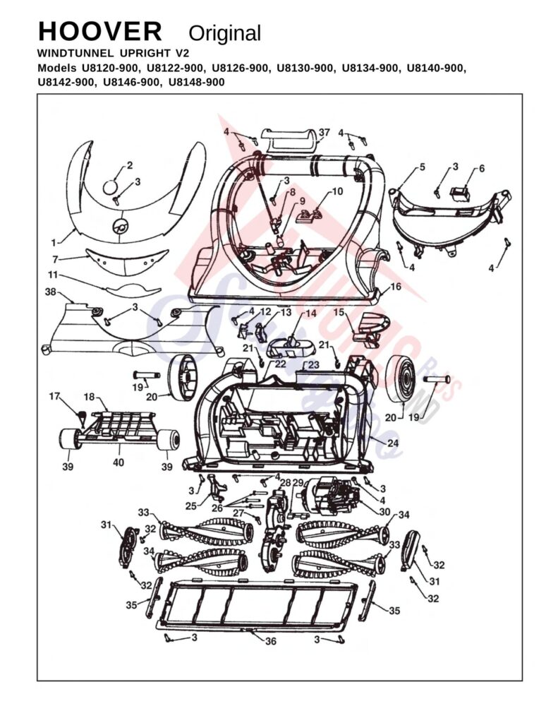 Hoover U8120-900 exploded schematic diagram (page 2)