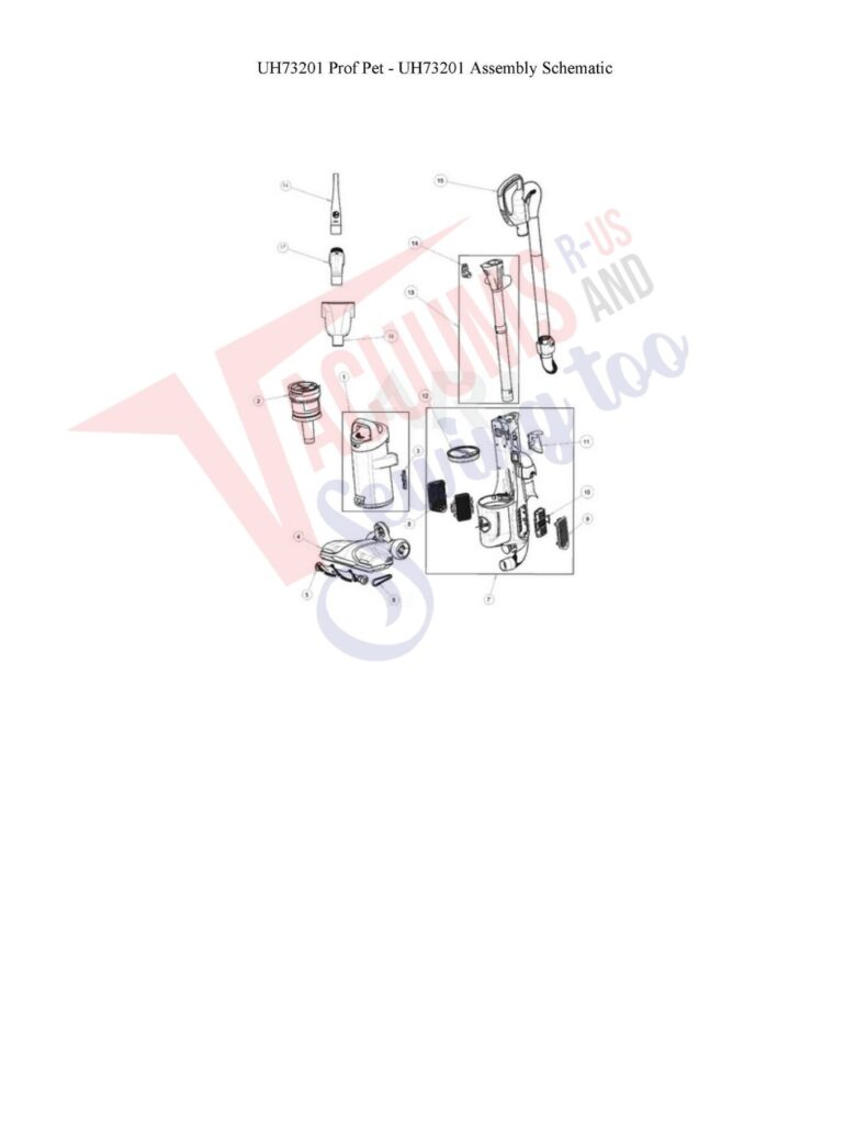 Hoover UH73201 exploded schematic diagram (page 1)