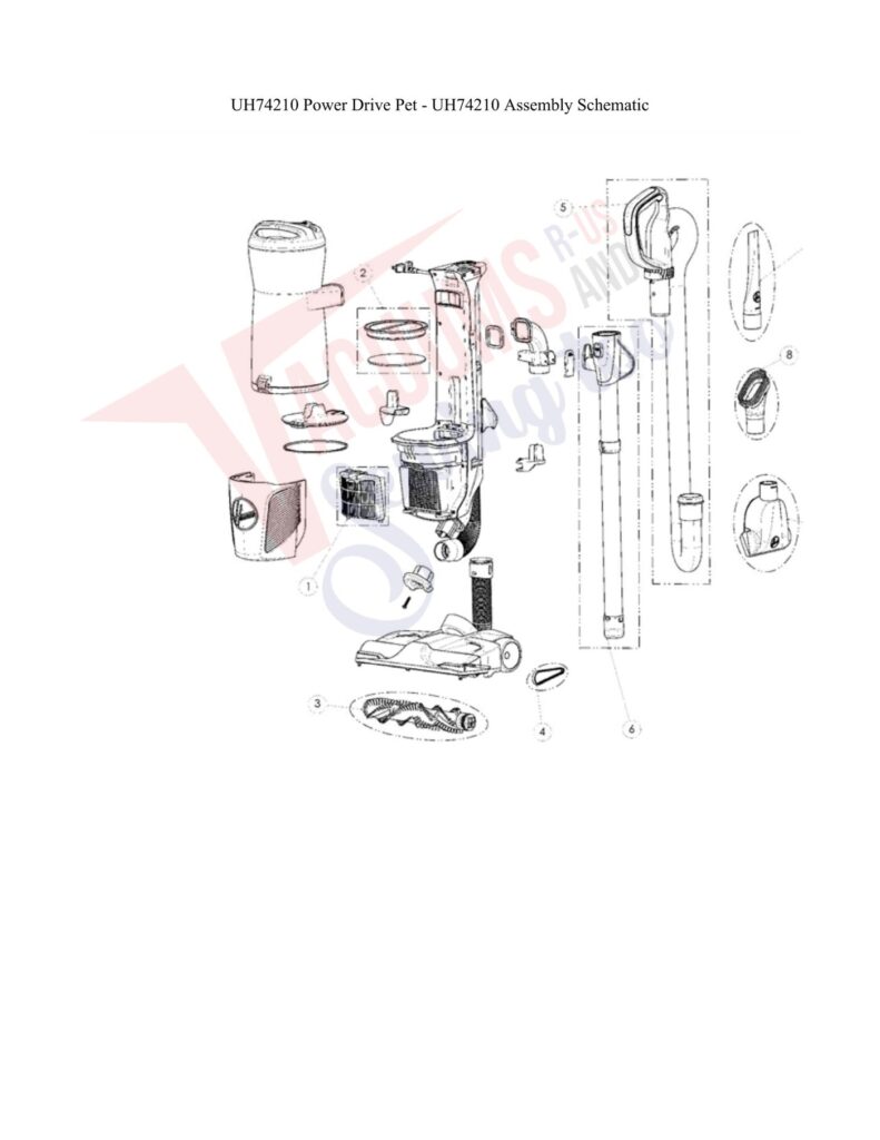 Hoover UH74200 exploded schematic diagram (page 1)