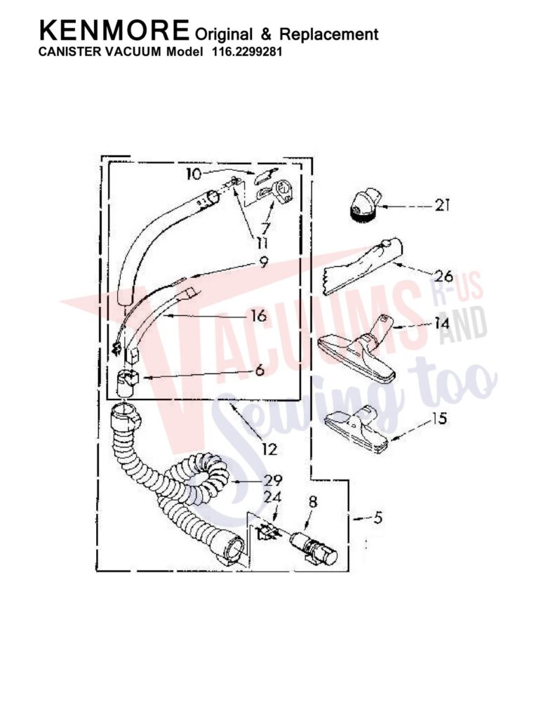 Kenmore 116.2299281 exploded schematic diagram (page 1)