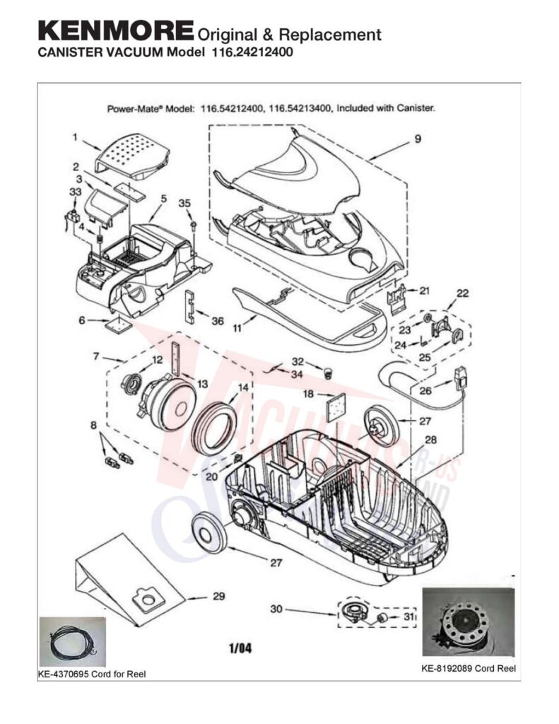 Kenmore 116.24212400 exploded schematic diagram (page 1)