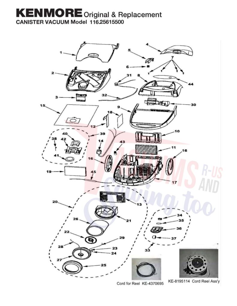 Kenmore 116.25615500 exploded schematic diagram (page 1)