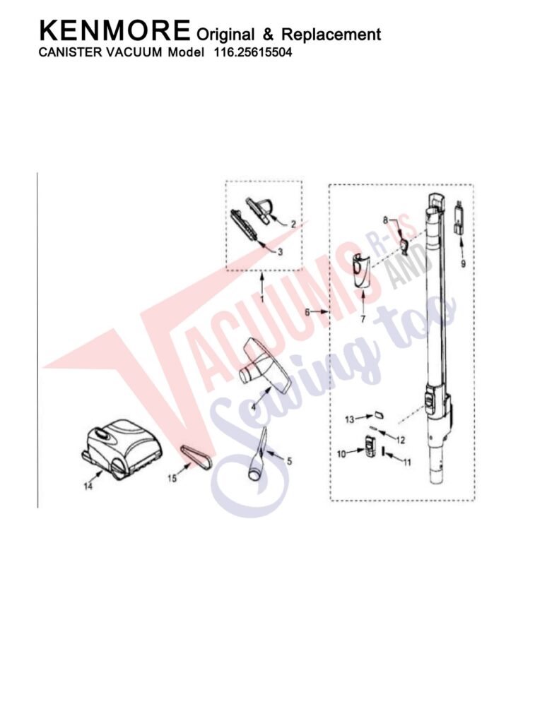 Kenmore 116.25615504 exploded schematic diagram (page 1)
