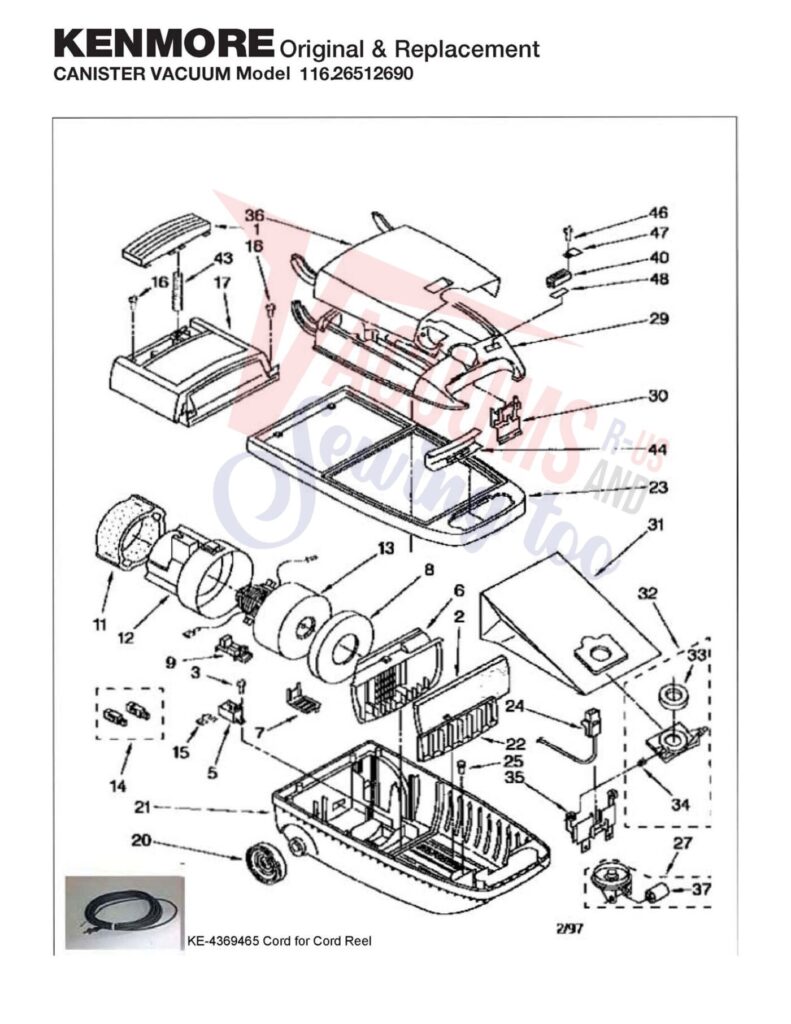 Kenmore 116.265126 exploded schematic diagram (page 1)