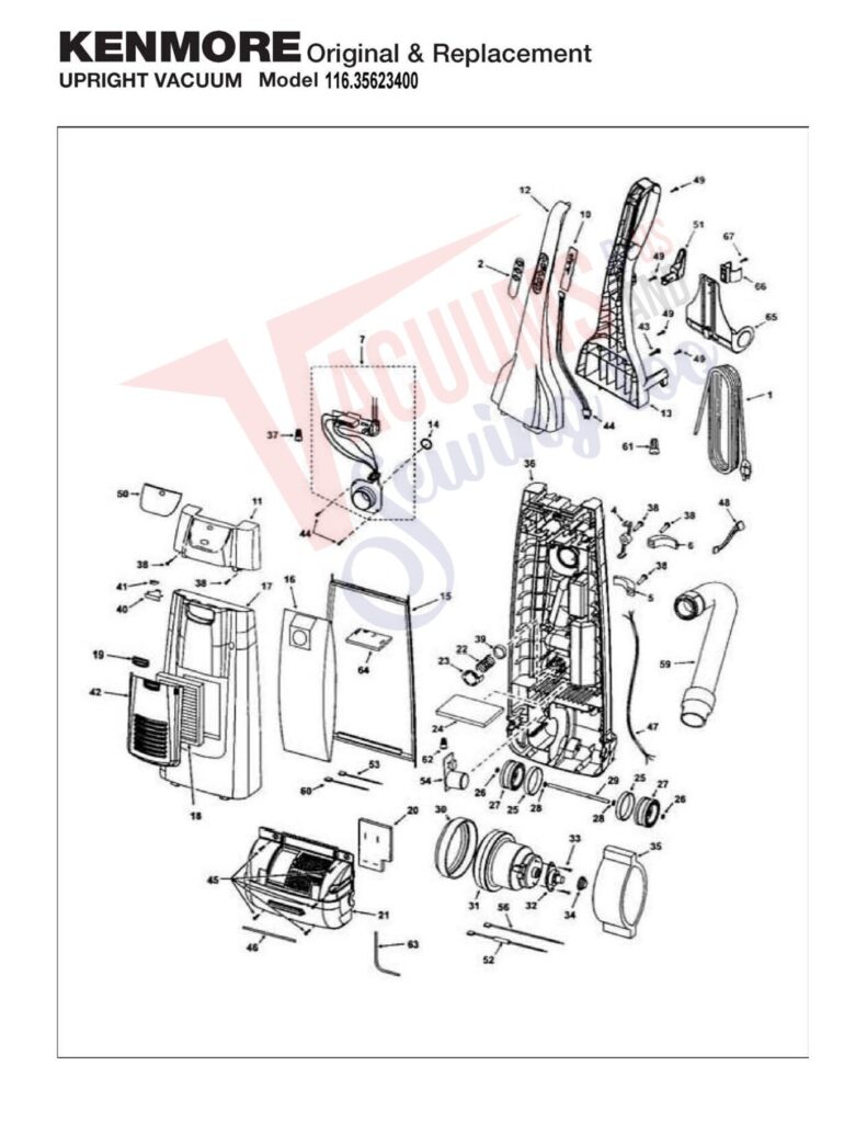 Kenmore 116.35623400 exploded schematic diagram (page 1)