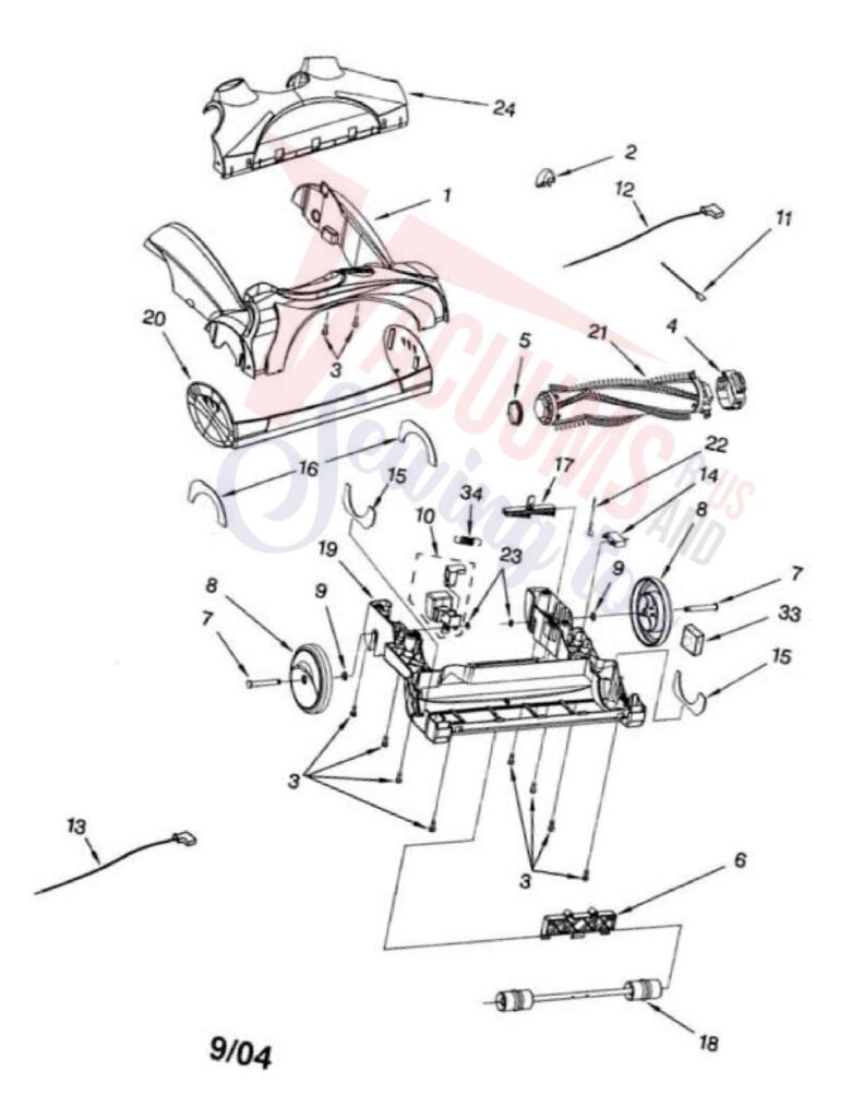 Kenmore 116.33913301 exploded schematic diagram (page 1)