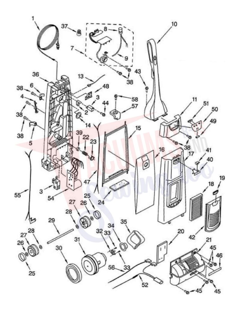 Kenmore 116.31912103 exploded schematic diagram (page 1)