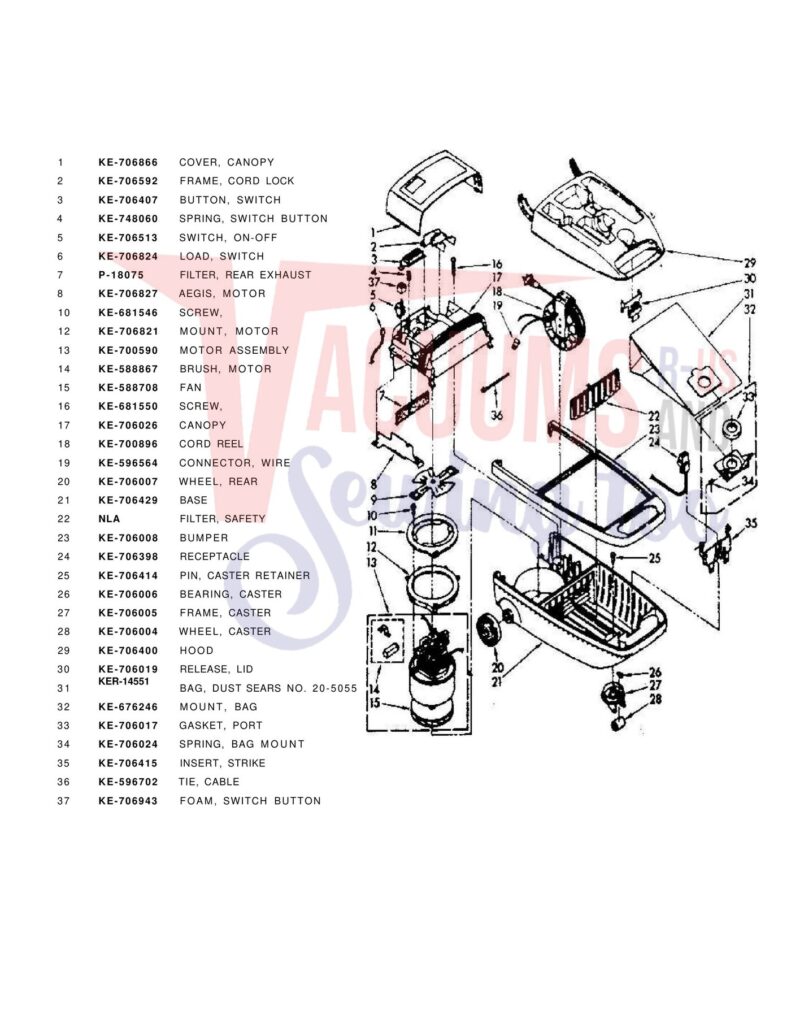 Kenmore 116.2435081 exploded schematic diagram (page 1)