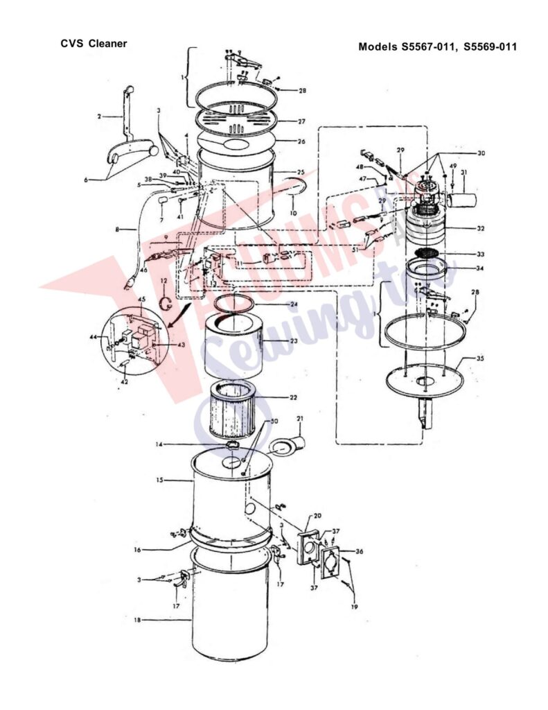 Hoover S5567-011 exploded schematic diagram (page 1)
