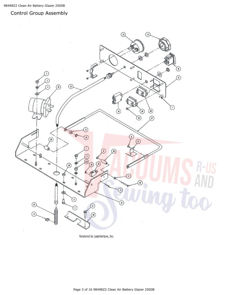 Tornado 2500B exploded schematic diagram (page 1)