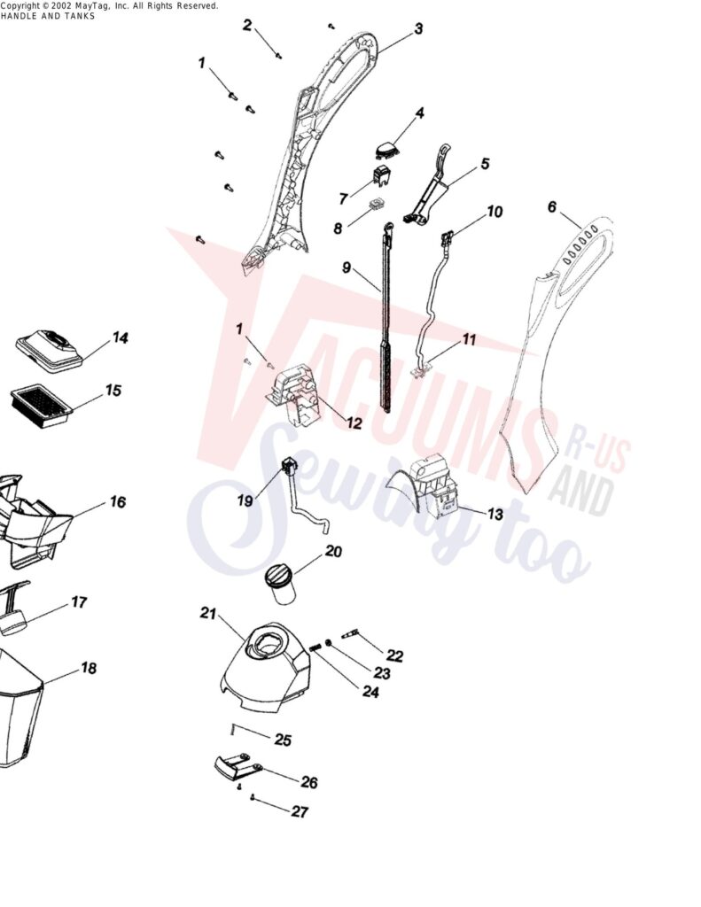 Hoover H2850 exploded schematic diagram (page 1)